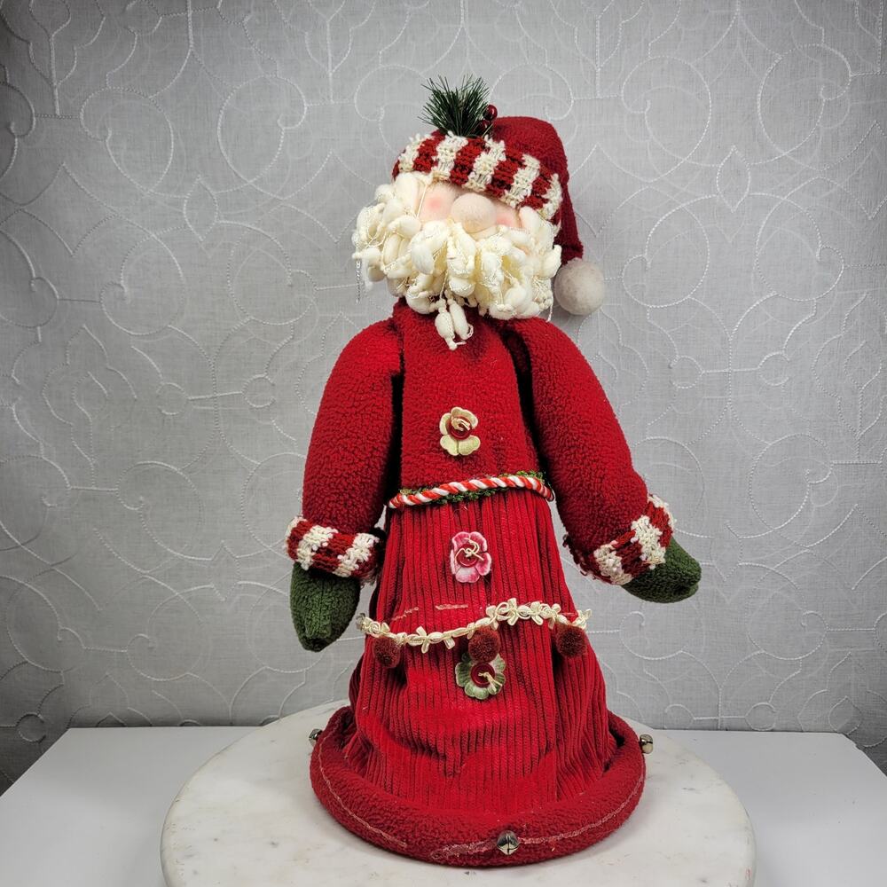 Vintage Spring Coil Santa 18" Red Primitive Country Christmas Handmade Tabletop
